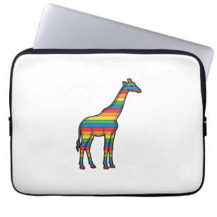 Housse Pour Ordinateur Portable Girafe Arc-en-ciel Gravure Vintage Design Vectorie