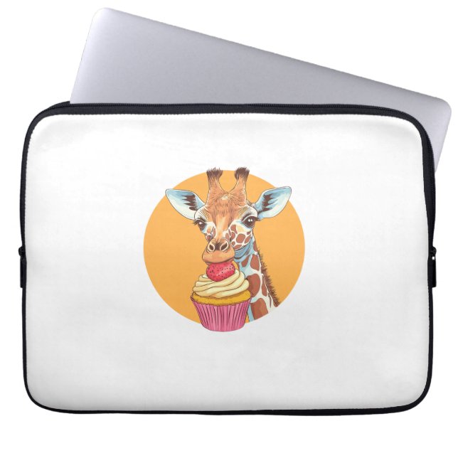 Housse Pour Ordinateur Portable Girafe avec Cupcake   (Devant)
