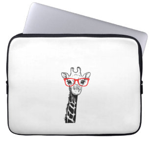 Housse Pour Ordinateur Portable Girafe femme avec lunettes cadeau pour Zoo Animal