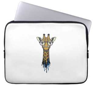 Housse Pour Ordinateur Portable Girafe Gravé Vintage Avec Design De Lunettes_1