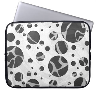 Housse Pour Ordinateur Portable Girafe Impression Noir et Gris Clair à Points