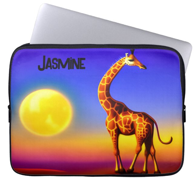 Housse Pour Ordinateur Portable Girafe rêve/lune/étoiles modifiable (Devant)
