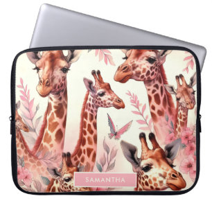 Housse Pour Ordinateur Portable Giraffe à l'aquarelle