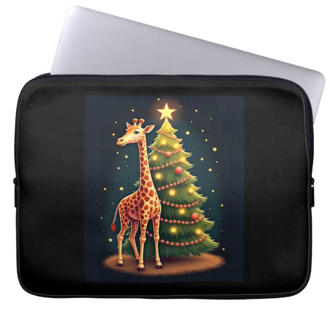 Housse Pour Ordinateur Portable Giraffe de Noël Topper arbre officiel Funny Tall (Devant)