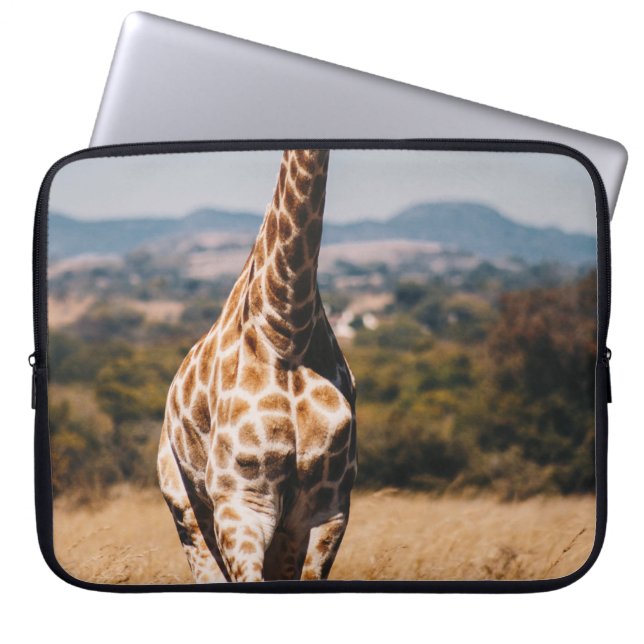 HOUSSE POUR ORDINATEUR PORTABLE GIRAFFE ENTOURÉ DE GRASS BROWN (Devant)