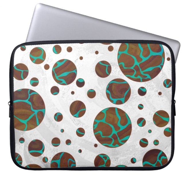 Housse Pour Ordinateur Portable Giraffe Impression Brown et Turquoise (Devant)