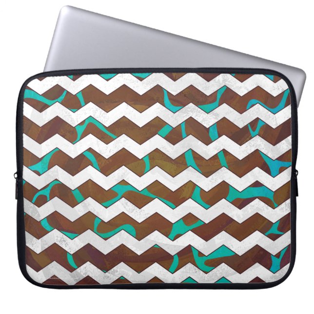Housse Pour Ordinateur Portable Giraffe Impression Brown et Turquoise (Devant)