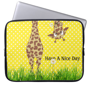 Housse Pour Ordinateur Portable Giraffe Sur Pois Avec Maisonnerie