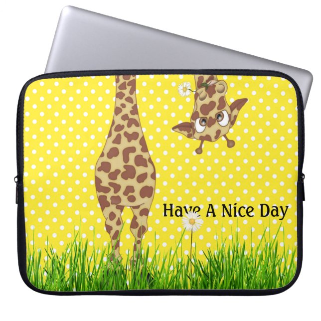 Housse Pour Ordinateur Portable Giraffe Sur Pois Avec Maisonnerie (Devant)
