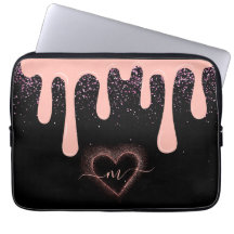 Girly Blush Rose Foncé Peinture Dégoulinante Paill