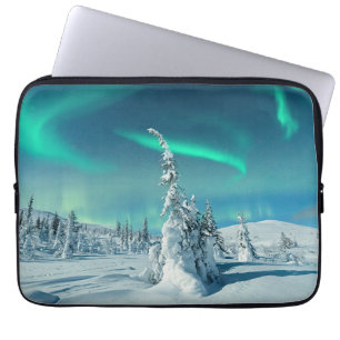 Housse Pour Ordinateur Portable Glace et neige   Northern Lights, Laponie, Finland
