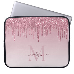 Housse Pour Ordinateur Portable Glam Blush Rose Rose Parties scintillant or étince