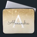 Housse Pour Ordinateur Portable Glam Gold Parties scintillant et Sparkle Chic Mono<br><div class="desc">Parties scintillant Gold Ombre Faux et Coque Monogramme moderne et élégant. Ce coque peut être customisé pour inclure votre nom initial et prénom.</div>