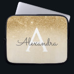 Housse Pour Ordinateur Portable Glam Gold Parties scintillant et Sparkle Chic Mono<br><div class="desc">Parties scintillant Gold Ombre Faux et Coque Monogramme moderne et élégant. Ce coque peut être customisé pour inclure votre nom initial et prénom.</div>
