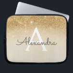 Housse Pour Ordinateur Portable Glam Gold Parties scintillant et Sparkle Chic Mono<br><div class="desc">Parties scintillant Gold Ombre Faux et Coque Monogramme moderne et élégant. Ce coque peut être customisé pour inclure votre nom initial et prénom.</div>