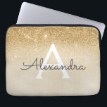 Housse Pour Ordinateur Portable Glam Gold Parties scintillant et Sparkle Chic Mono<br><div class="desc">Parties scintillant Gold Ombre Faux et Coque Monogramme moderne et élégant. Ce coque peut être customisé pour inclure votre nom initial et prénom.</div>