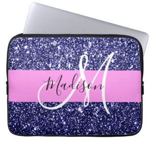 Housse Pour Ordinateur Portable Glam Pink Navy Blue Parties scintillant Sparkings