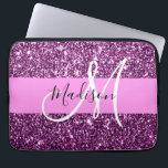Housse Pour Ordinateur Portable Glam Pink & Purple Parties scintillant Sparkings N<br><div class="desc">La parties scintillant violet de glam scintille le nom monogramme blanc et la pochette initiale de l'ordinateur portable. Votre nom personnalisé et votre monogramme sont écrits dans un élégant script écrit à la main avec un arrière - plan rose. Vous pouvez modifier la couleur du texte, le style et la...</div>