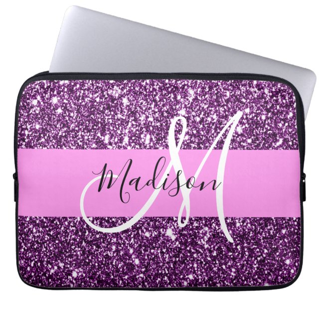Housse Pour Ordinateur Portable Glam Pink & Purple Parties scintillant Sparkings N (Devant)
