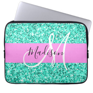 Housse Pour Ordinateur Portable Glam rose Turquoise Parties scintillant étincelles