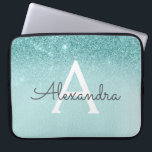Housse Pour Ordinateur Portable Glam Turquoise Aqua Blue Parties scintillant et Mo<br><div class="desc">Glam Turquoise - Aqua Blue - Parties scintillant Mint Ombre Faux et Coque Monogramme moderne et élégant. Ce coque peut être customisé pour inclure votre nom initial et prénom.</div>