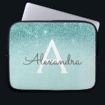Housse Pour Ordinateur Portable Glam Turquoise Aqua Blue Parties scintillant et Mo<br><div class="desc">Glam Turquoise - Aqua Blue - Parties scintillant Mint Ombre Faux et Coque Monogramme moderne et élégant. Ce coque peut être customisé pour inclure votre nom initial et prénom.</div>