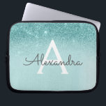 Housse Pour Ordinateur Portable Glam Turquoise Aqua Blue Parties scintillant et Mo<br><div class="desc">Glam Turquoise - Aqua Blue - Parties scintillant Mint Ombre Faux et Coque Monogramme moderne et élégant. Ce coque peut être customisé pour inclure votre nom initial et prénom.</div>
