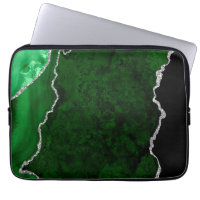 Glamorous Forest Green Marble Chic Silver