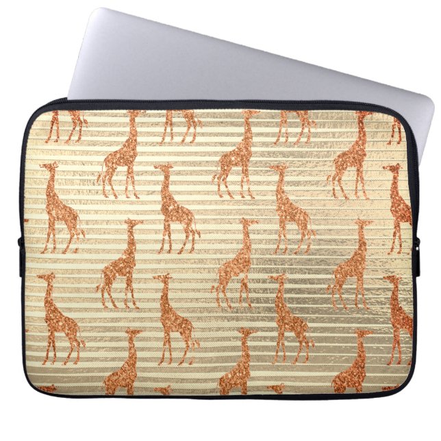 Housse Pour Ordinateur Portable Glitterie Giraffe sur huile d'or (Devant)