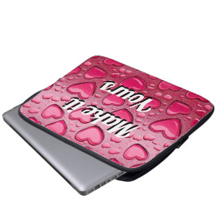 Housse Pour Ordinateur Portable Glossy 3D Pink Jelly Hearts Laptop Sleeve