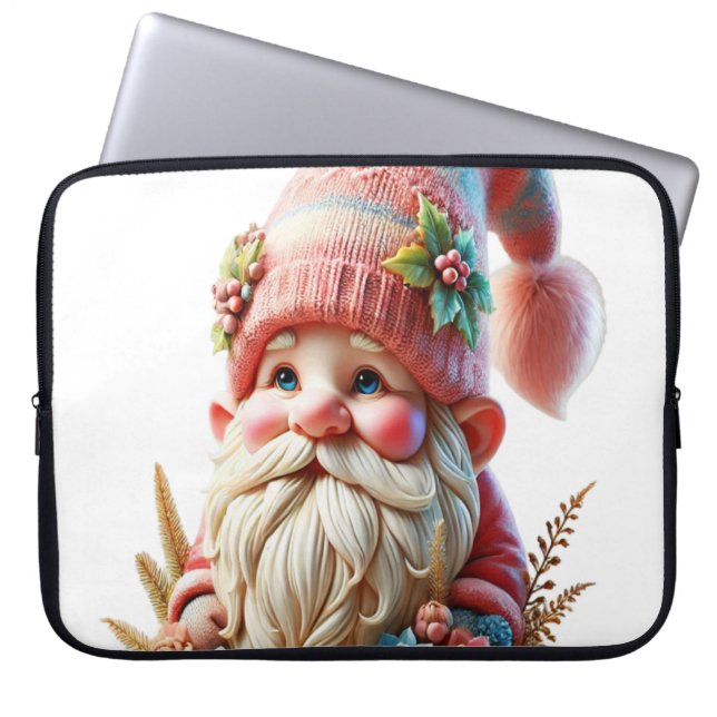 Housse Pour Ordinateur Portable Gnome en fleurs  (Devant)