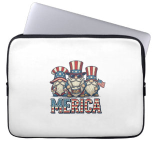 Housse Pour Ordinateur Portable Gnome Patriote Merica Design Vectoriel Vintage_1
