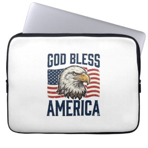 Housse Pour Ordinateur Portable God Bless America Eagle Patriotic Vector Design_1
