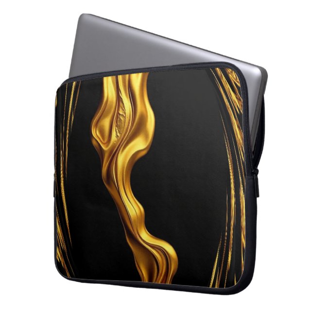 Housse Pour Ordinateur Portable Gold Black Monochrome Christian Achempong Swirl  (devant gauche)
