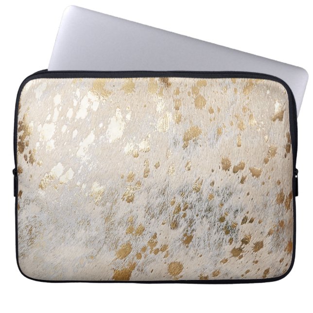 Housse Pour Ordinateur Portable Gold Cowhide Print Metallic (Devant)
