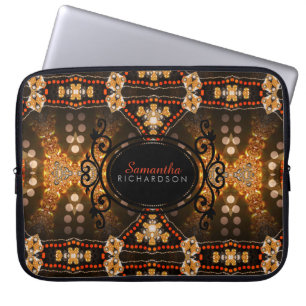 Housse Pour Ordinateur Portable Gold Tribal Batik Nom personnalisé Portable Sleev