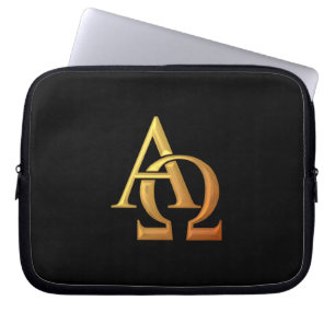 Housse Pour Ordinateur Portable Golden "3-D" Alpha and Omega Symbol