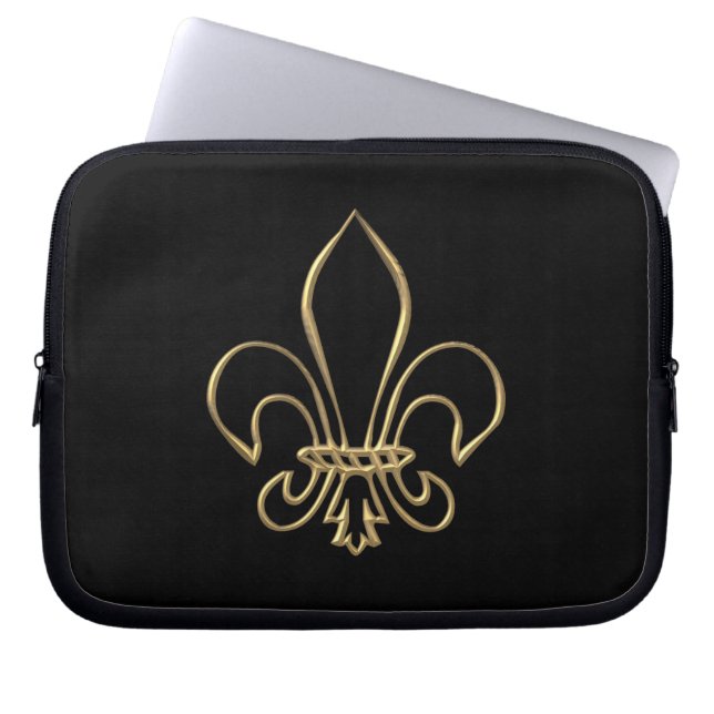 Housse Pour Ordinateur Portable Golden "3-D" Fleur-de-lis (Devant)