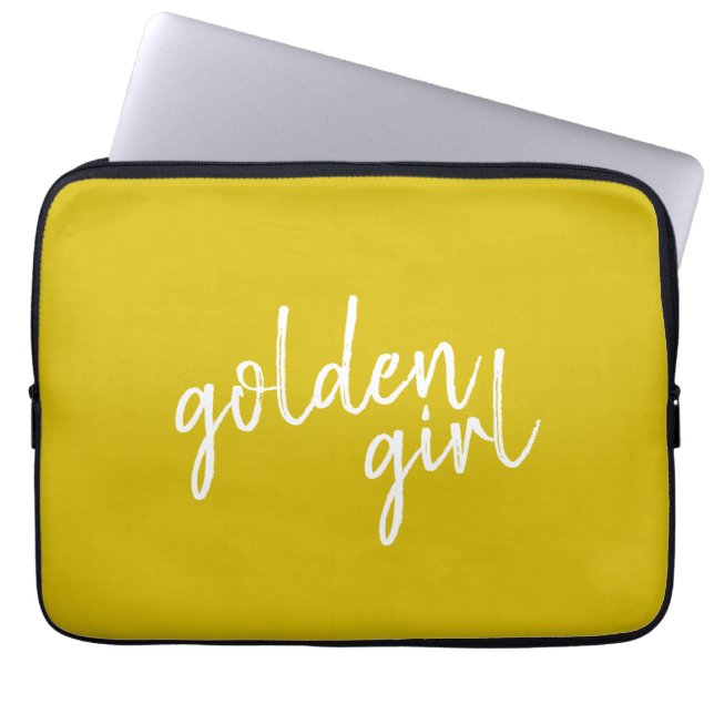 Housse Pour Ordinateur Portable Golden Girl | Script Gold moderne (Devant)