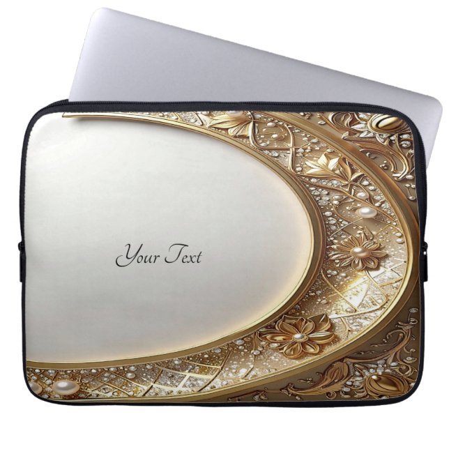 Housse Pour Ordinateur Portable Golden Ornate Frame Laptop Sleeve (Devant)