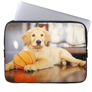Housse Pour Ordinateur Portable Golden Retriever avec un jouet de basket