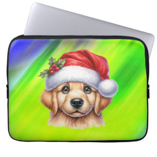 Housse Pour Ordinateur Portable Golden Retriever Chien avec le Père Noël Style-825