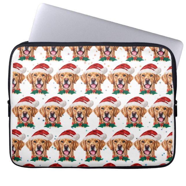 Housse Pour Ordinateur Portable Golden Retriever Chien race Noël (Devant)
