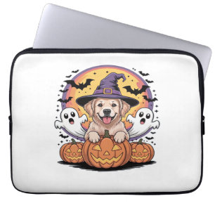 Housse Pour Ordinateur Portable Golden Retriever Halloween Witch Chien classique T