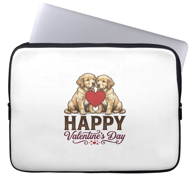 Housse Pour Ordinateur Portable Golden Retriever Joyeuse Saint-Valentin (Devant)