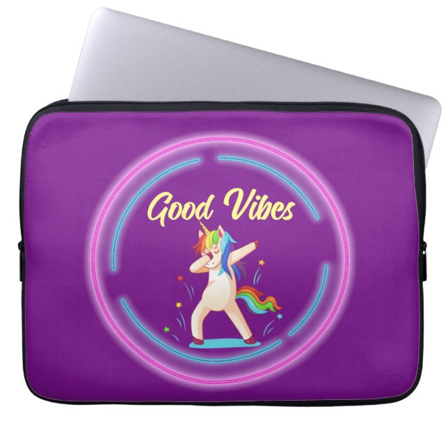 Housse Pour Ordinateur Portable Good Vibes Unicorn (Devant)