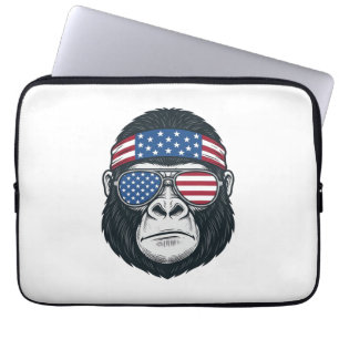 Housse Pour Ordinateur Portable Gorille Patriotique Gravure Vintage Vecteur_1