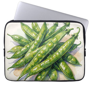 Housse Pour Ordinateur Portable Gousses de pois à l'aquarelle
