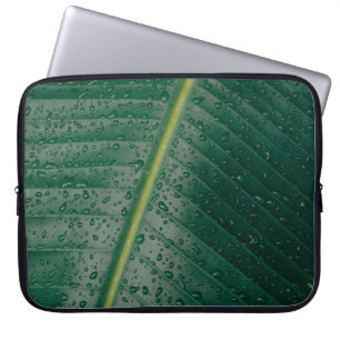 Housse Pour Ordinateur Portable gouttelettes d'eau sur feuille de bananier