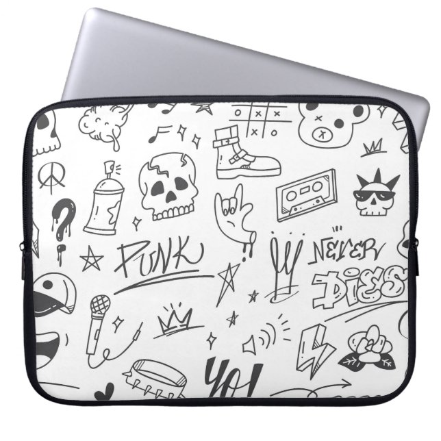 Housse Pour Ordinateur Portable Graffiti Doodles : Punk Music Scribble (Devant)